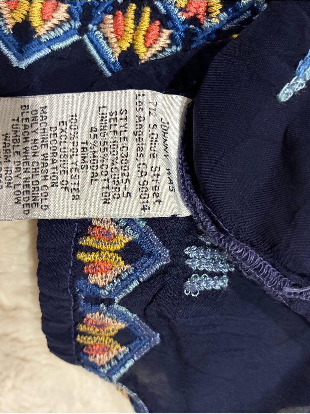 Johnny Was Navy Tropical Embroidered Maxi Dress size Medium - Picture 11 of 14